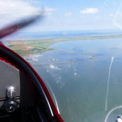 Eindrehen in Gegenanflug der Nordsee-Insel Langeoog